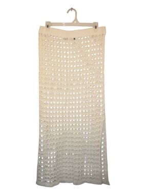 Urban Planet Crochet Maxi Skirt in Cream and Light Gray Ombre